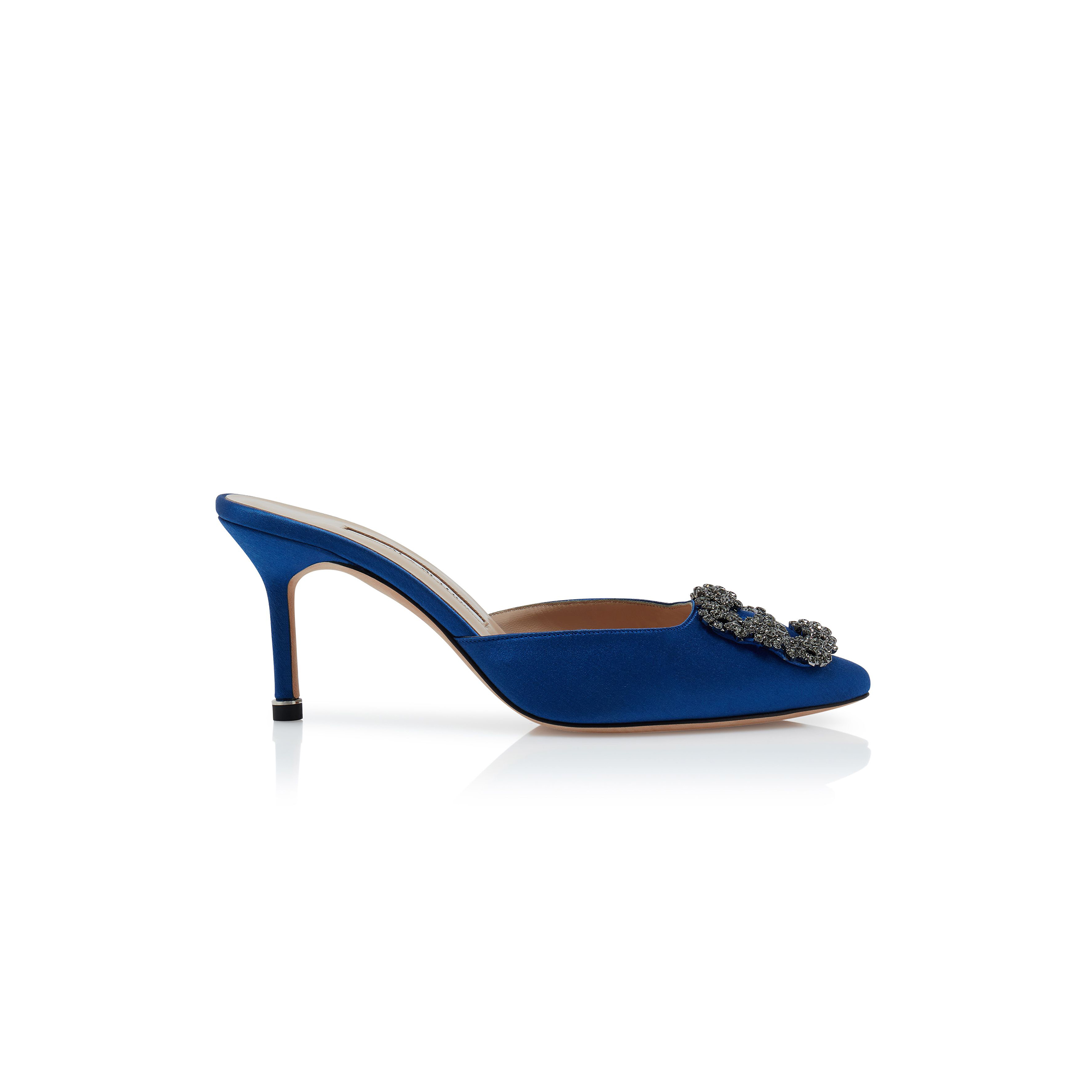 man010 B1ahn*k hangisimu blue satin jewel buckle mules 9xx-0726-0029